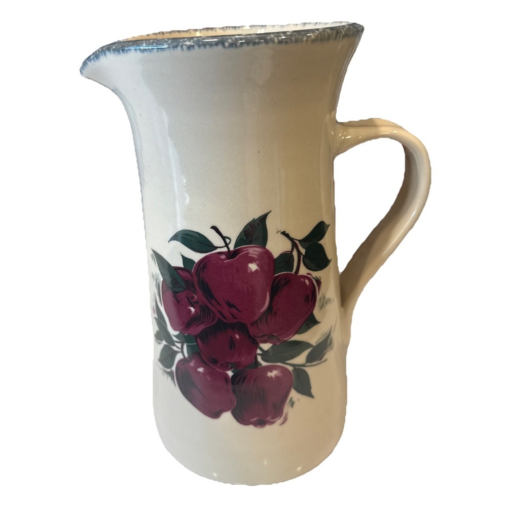 Vintage Home & Garden Kitchen 2004 Large Stoneware Pitcher Apple